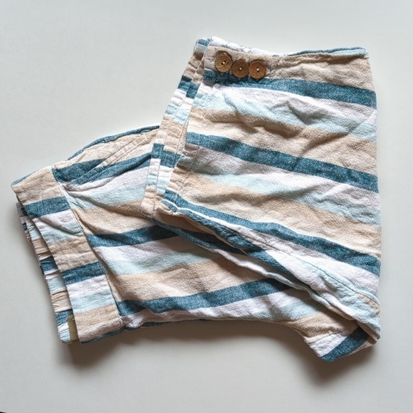 Naturals D&Co Linen Blend Pull on Cropped pants Lagenlook Pockets Button Boho - Picture 1 of 10